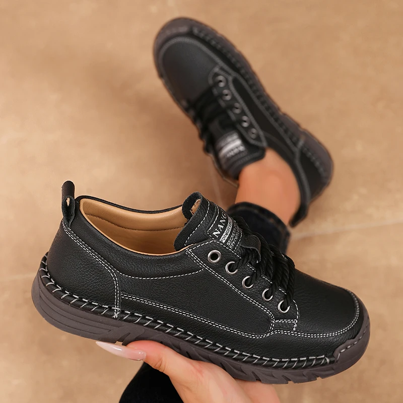 

Platform Loafers 2025 New High Quality Men's Sports Shoes Leather Casual Shoes Autumn Breathable Men's Shoe Women's Flat Shoes