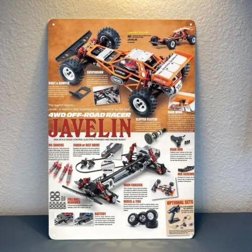 Metal Poster Vintage Rc Car Wall Decoration Tin Sign Plaque Kyosho Javelin Buggy