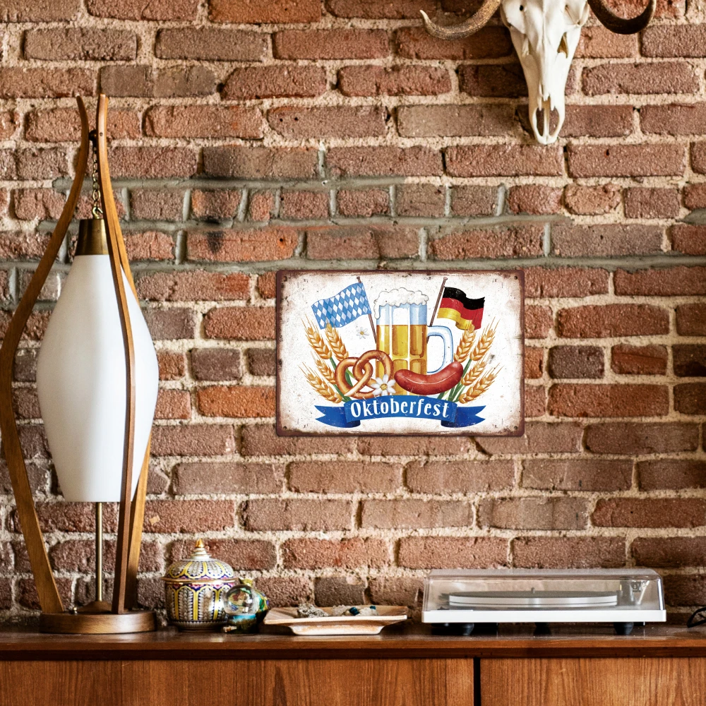 Putuo Decor 1pc Vintage Metal Tin Sign, Oktoberfest, Wall Art Decor for Bar Pub Club, Oktoberfest Gift