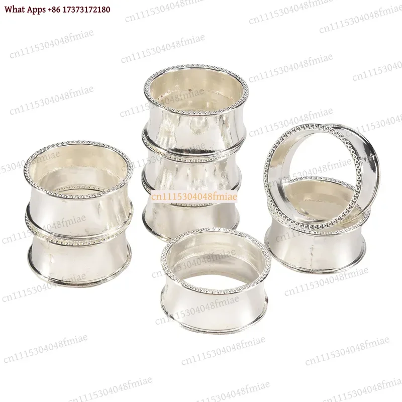 k3 8Pcs Silver Zinc Alloy Beaded Napkin Rings Elegant Napkin Buckles