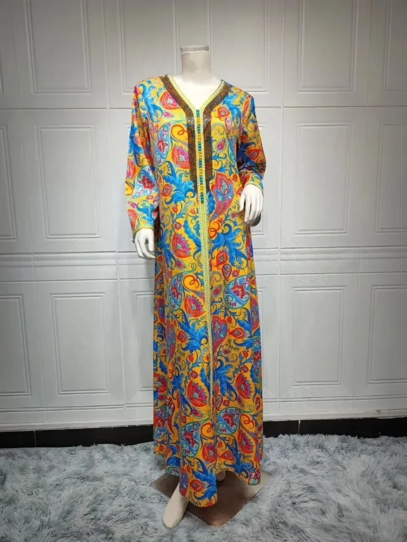 Abayas for Women Party Dresses Saudi Arab Print Long Robe Jalabiya Eid Muslim Ramadan Kaftan Morocco Dubai Islam Vestidos