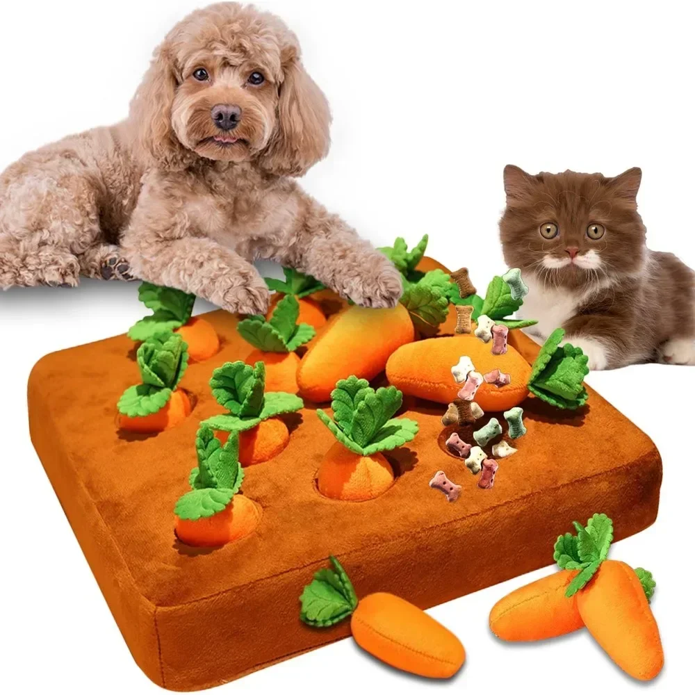 

Carrot Snuffle Mat for Dogs Cats Puzzle Toy with 12 Carrots for Small Medium Large Interactive Pet Stress Relief Dogs Chew Toys