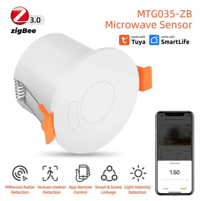 Tuya WIFI/Zigbee MTG236-WF-RL 24G Human Presence Sensor Light Illumination Brightness Sensor MmWave Sensing Human Micro Sensor