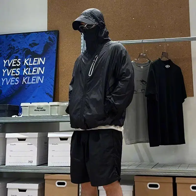 Jaket Pria Longgar Musim Semi Gugur 2024 Gaya Harajuku Street Fashion Versi Korea Mantel Kasual Serat Poliester Musim Dingin...