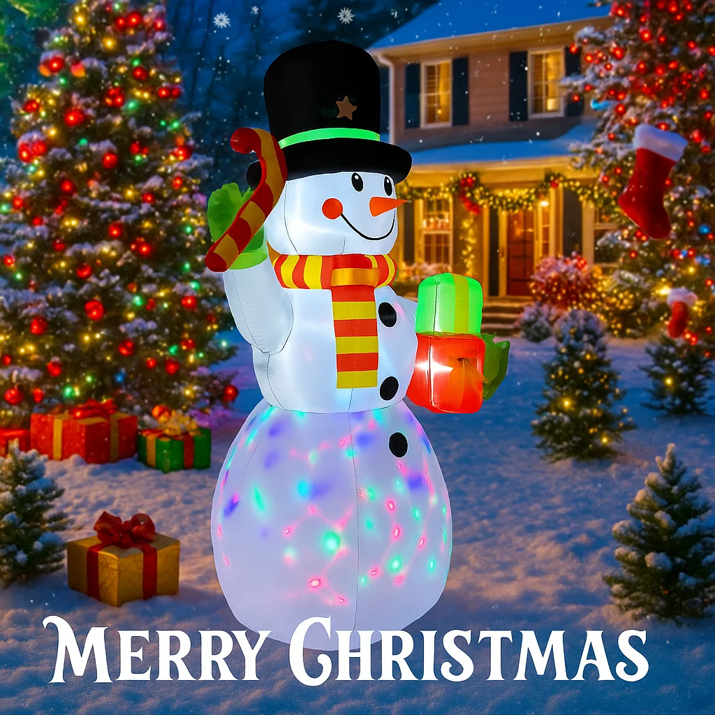 4.92FT Inflatable Toy Snowman Hat Christmas Decoration for Yard With LED Xmas Supplies Christmas Decorations Home Ornament