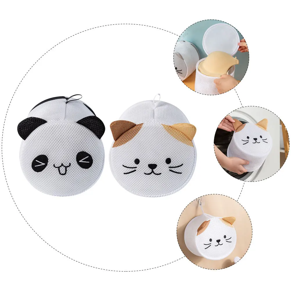 

2Pcs Cartoon Cat Laundry Mesh Bags Reusable Zipper Laundry Bag for Washing Underwear Delicates Socks Travel Organizer