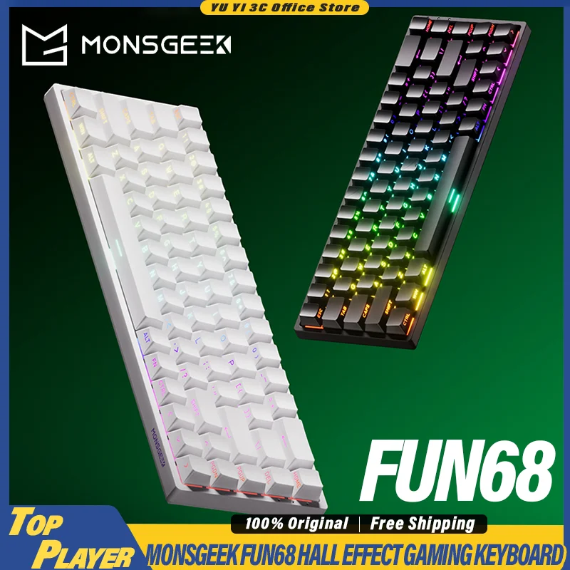

MONSGEEK Fun68 HE Gaming Keyboard Dual 8K Polling Rate Hall Effect Switch Support 0.005mm RT DKS SOCD MT TGL 2.4G BT Wireless