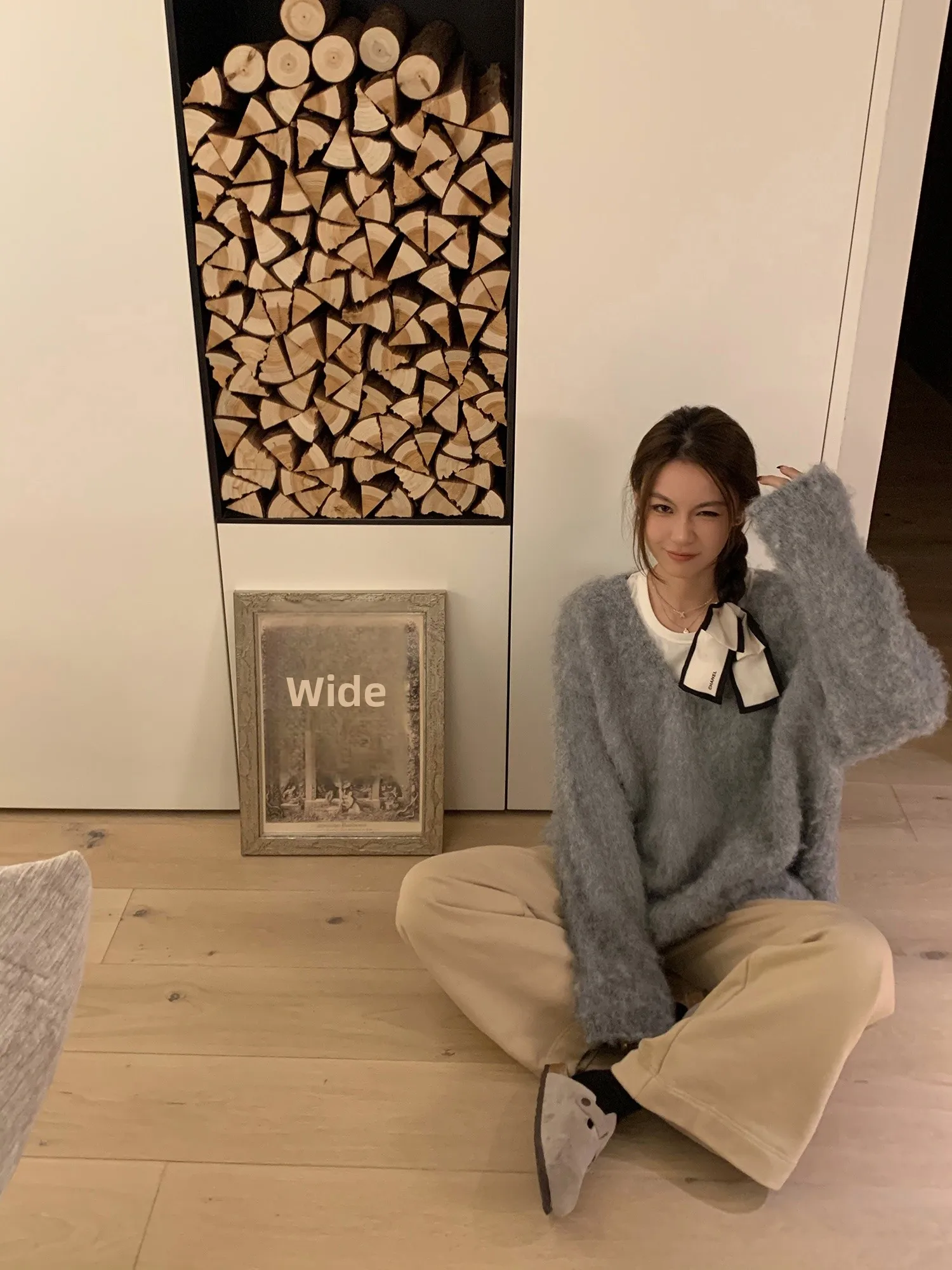 

Row Sle Long Hair V-Ne Knitted Sweater Women's Autumn Top Comfortable Loose Fit Pure Color Commute Faion Regular Sve