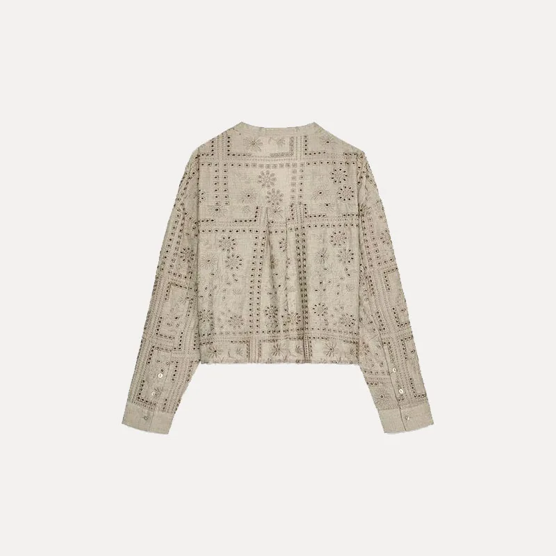 Casual lungo Sve da donna Sle ricamato scava fuori irt Primavera 2025 Nuovo arrivo Z fibra di poliestere 00%