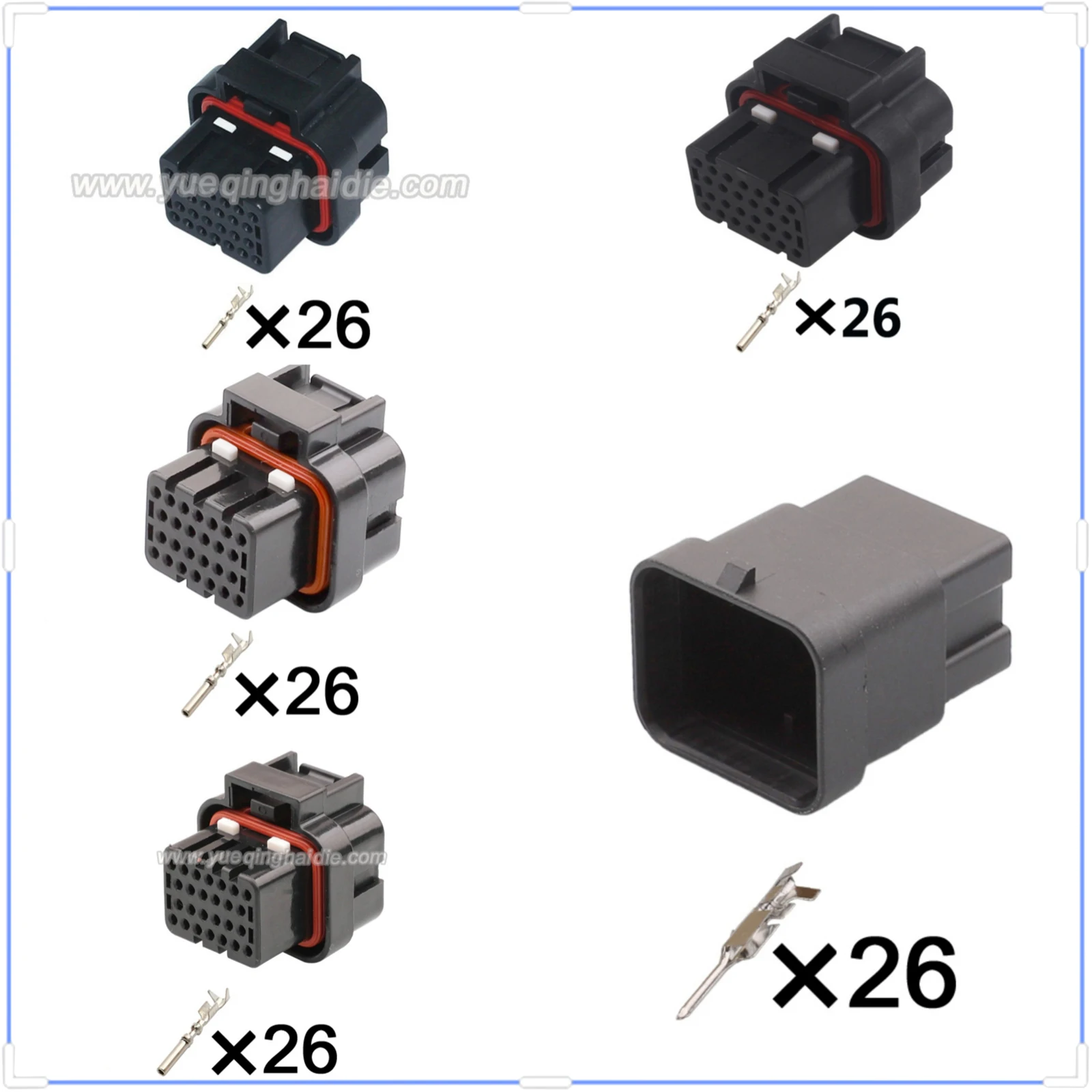 26 Pin Connector Waterproof 1.2mm Male Female Connectors Straight PCB Wire Harnesses ECU Cable Socket 3-1437290-7 1473416-1
