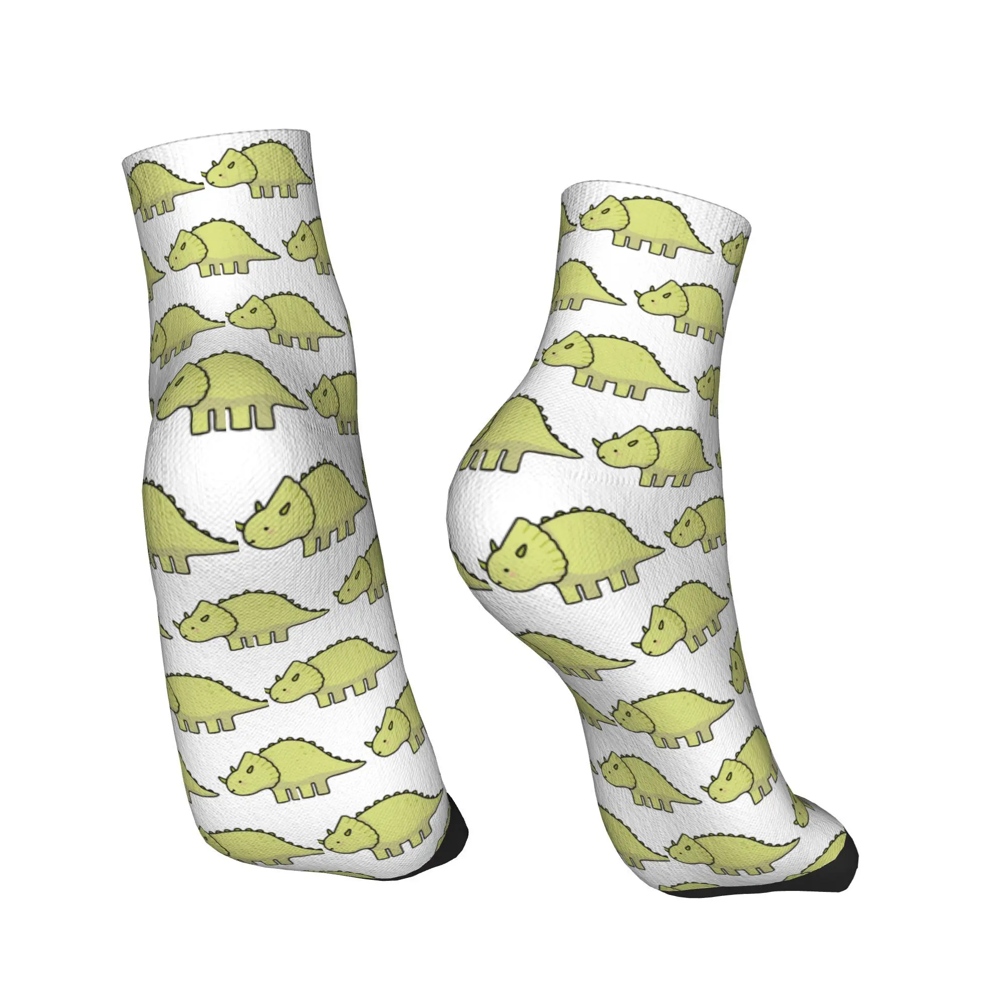 All Seasons Little Dino Triceratops  Illustration Socks Harajuku Sport Middle Tube Socks Soft Hip Hop Stockings for Men Women