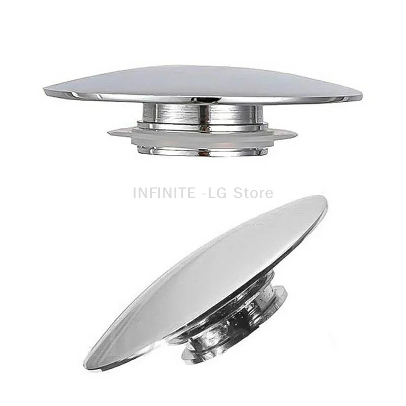 1PC Basin Waste Sink Plug, Silver Chrome, PopUp Cap, Click Clack Push Button, Replacement Part For Bathroom Sink Drain Stopper