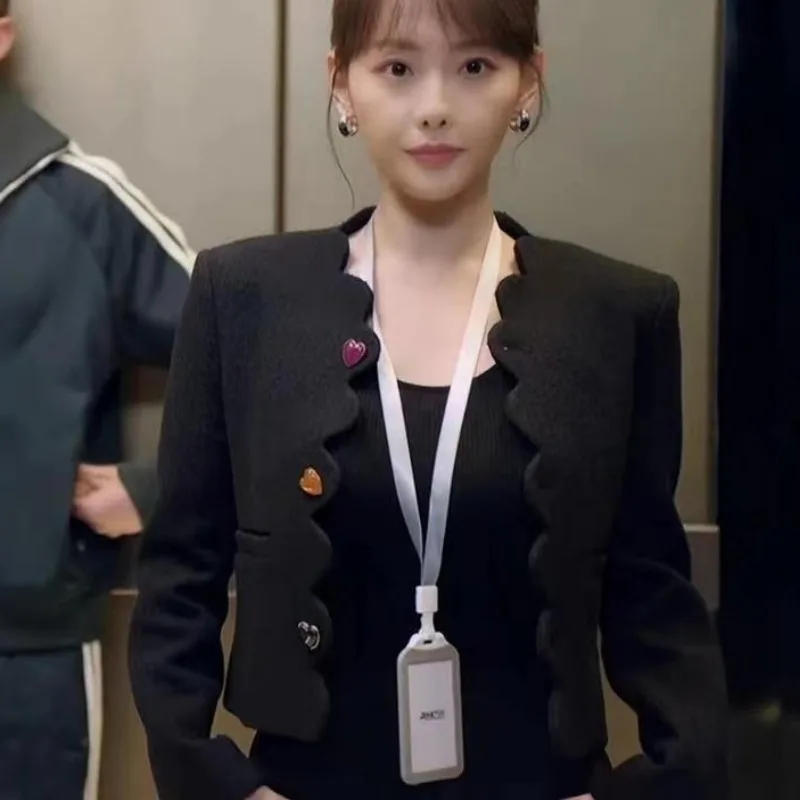 

Bla Woolen ort Coat Xii Chenguang JiangXi Design Sense Floral Small Fraance Sle Women's Suiting Faion Jaet