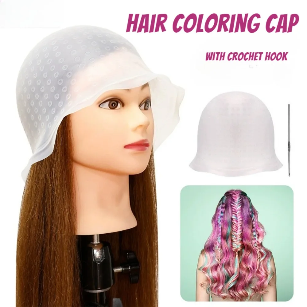 

1 шт., силиконовая шапочка для окрашивания волос, многоразовая шапка для окрашивания волос с крючком, парикмахерская, парикмахерская, инструменты для укладки салона