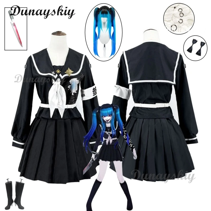

Sizuhara Hiruko Amemiya Darumi Cosplay Dress Women Clothing Uniform Wig Game Hundred Line Costume Adult Woman Party Outfi