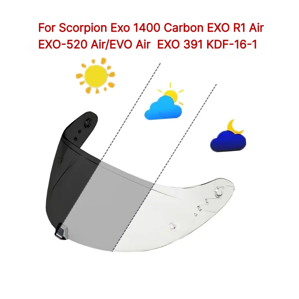 Photochromic Visor for For Scorpion Exo 1400 Carbon, R1 Air EXO 520 391 KDF-16-1 Helmet Glasses Screen Shield Windshield Parts