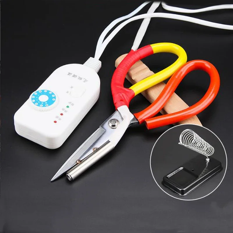 Electric Heating scissors with stand, heat cutter for tailor fabric cloth cutting tools set