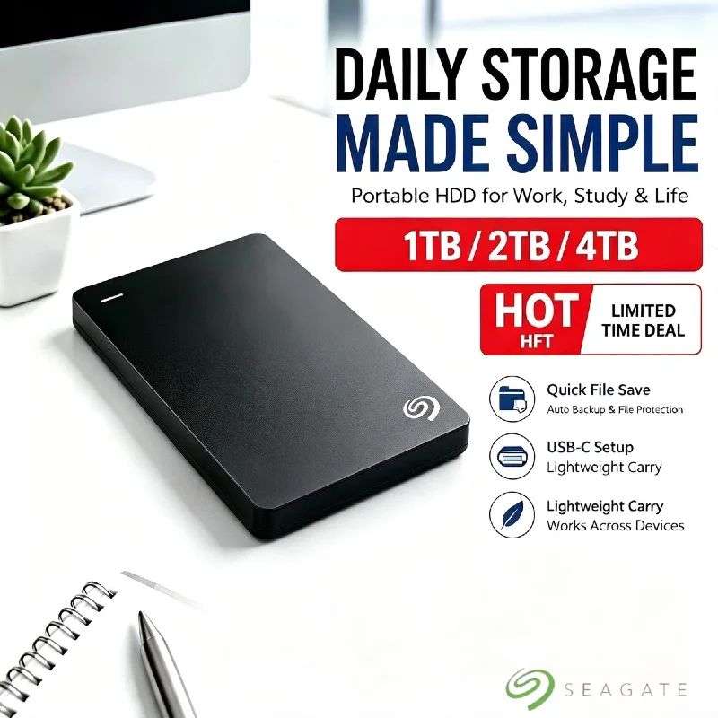 Seagate 2.5 Inch External Portable Hard Drive USB 3.0 Ultra High Speed Storage Expansion for Laptop Notebook PC Pro Max Unit