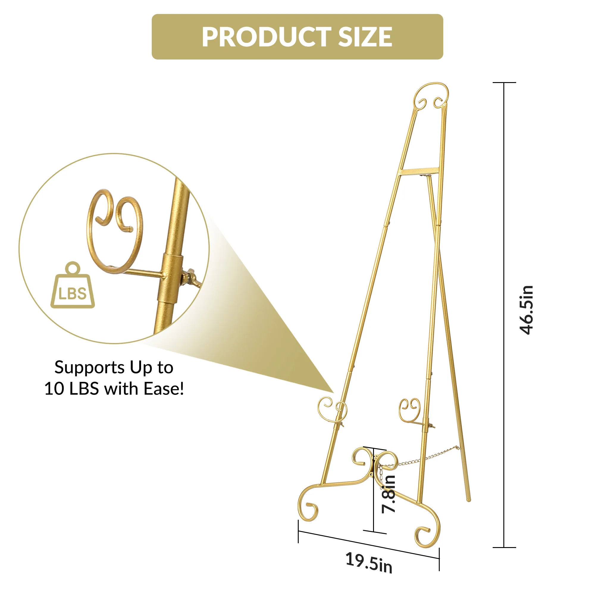 Heavy Duty Adjustable Sign Holder Stand, 3-Level Height & Angle Metal Easel for Wedding Welcome Sign, Photo Frame Display with Non-Slip Base for Indoor/Outdoor Events, Art Exhibition, Cafe Promotion