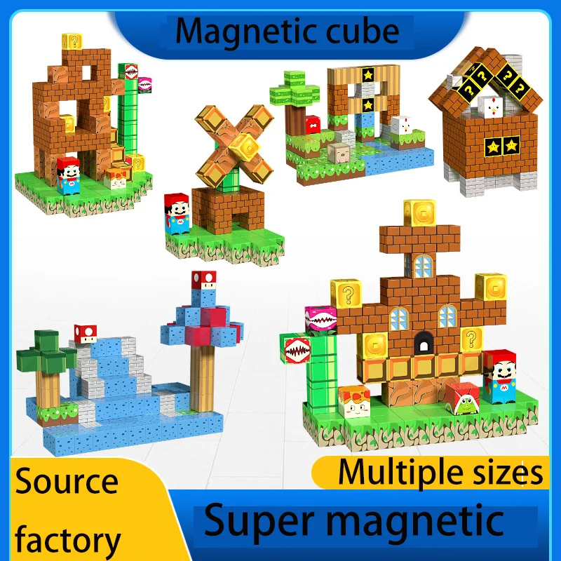 Meu Mundo-Geometria Magnética Building Blocks, Magnetic Quadrado Puzzle, Strong Toy Pieces