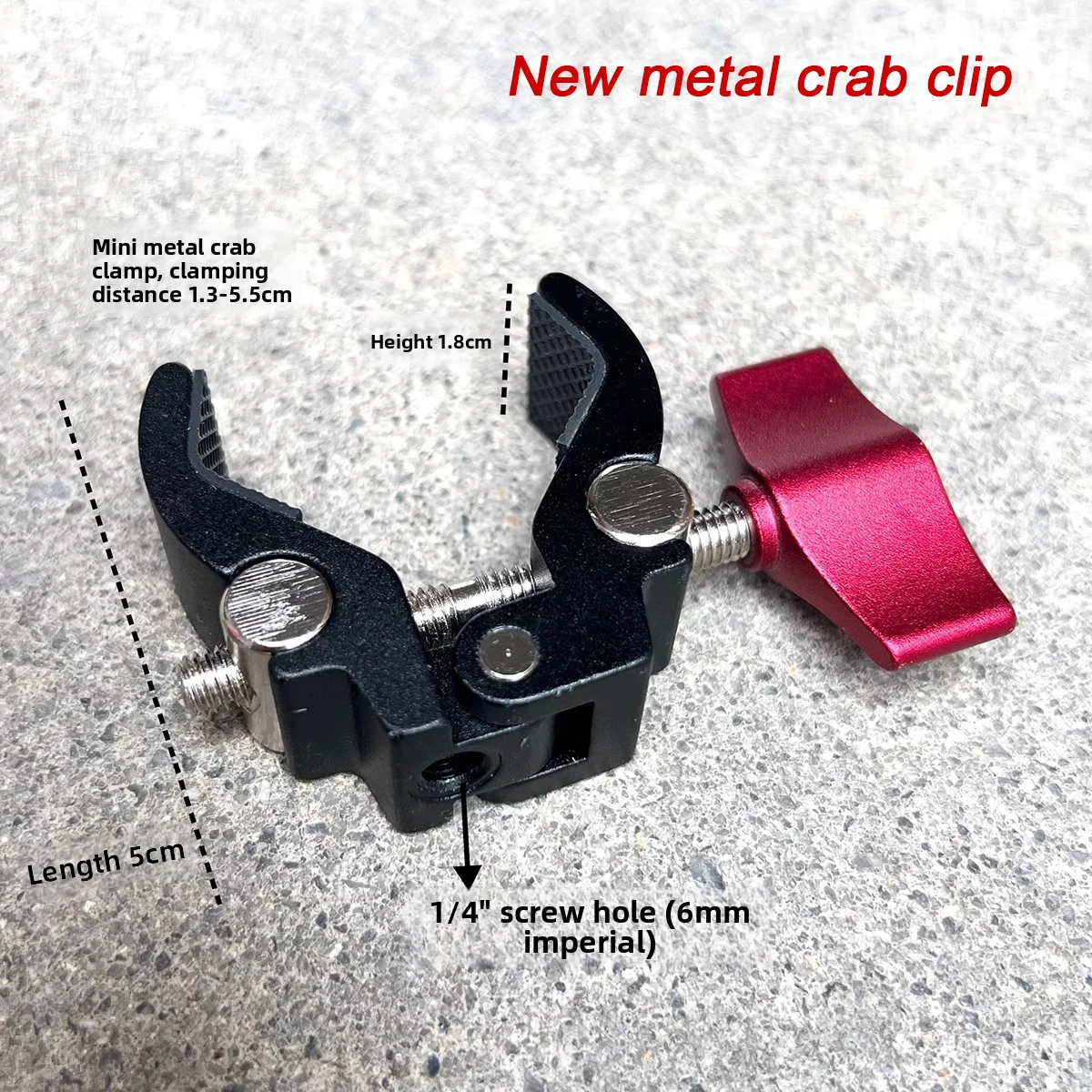 New Metal Crab Clip 1/4 Screw Hole Bracket Accessory 17mm Ball Head Universal Projector Camera Holder Metal Pea