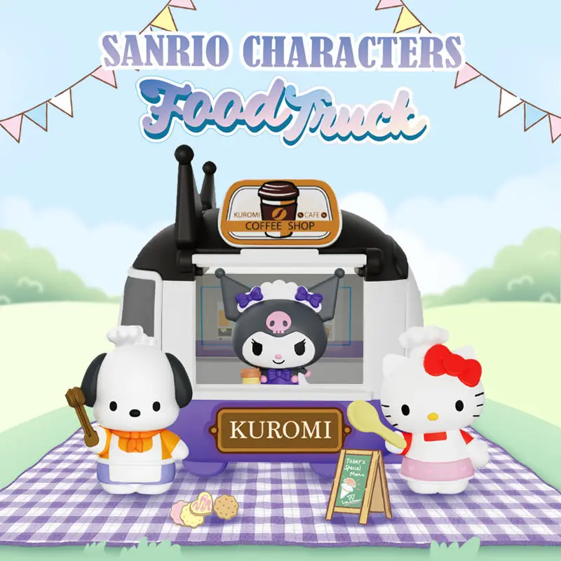 Sanrio Blind Box Gourmet Mobile Food Truck Kuromi My Melody Hello Kitty Anime Figure Caja Ciega Mystery Box Toys Decor Gift