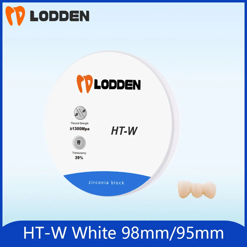 

LODDEN Dental Laboratory Zirconia Blocks HT-W White 98mm/95mm Transparency 37% Strength 1350MPa Dental CAD CAM For Full Arch