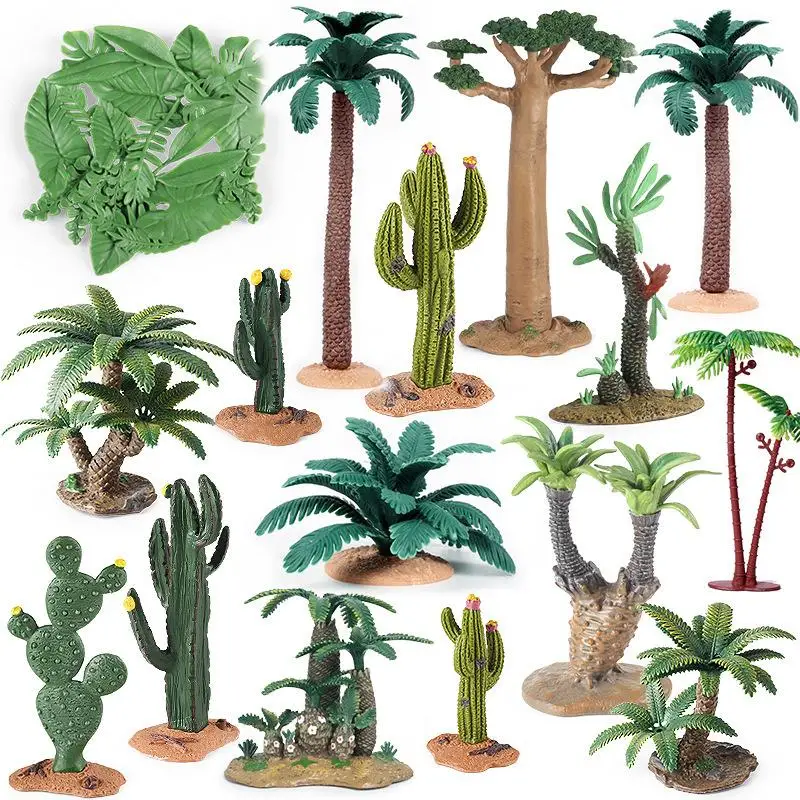 1Pcs Breadfruit Coconut Palm Tree Stump Baobab Cacti Farm Animal Models Educational Simulation Toys For Kids Home Decoration
