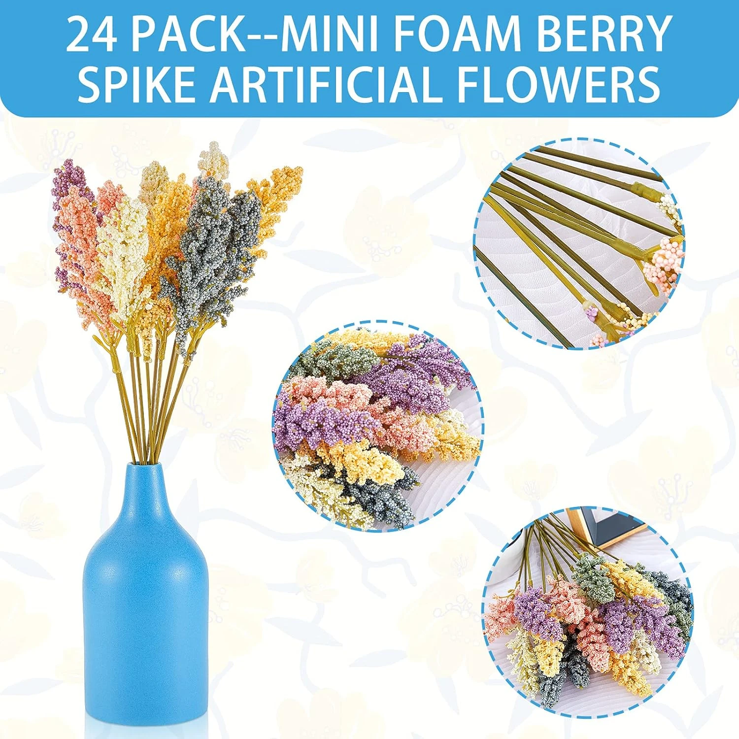

Artificial Baby Breath Flowers Foam Berry Spike Mini Fake Vanilla Flower Bouquetость Wedding Party Decoration Blue lotus