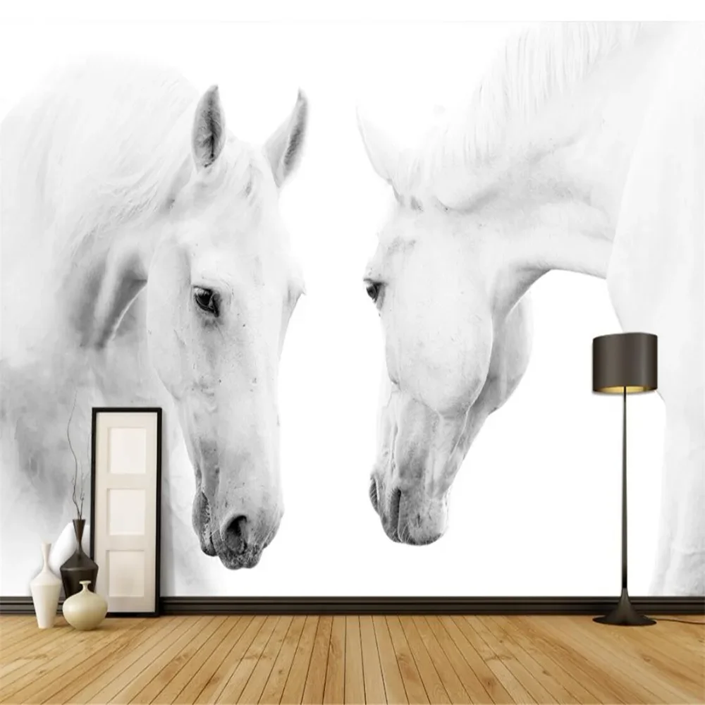 custom papel de parede 3d White horse wallpaper Landscape unicorn Mural 3D Wall papers for Living Room Sofa TV Bedroom Backdrop