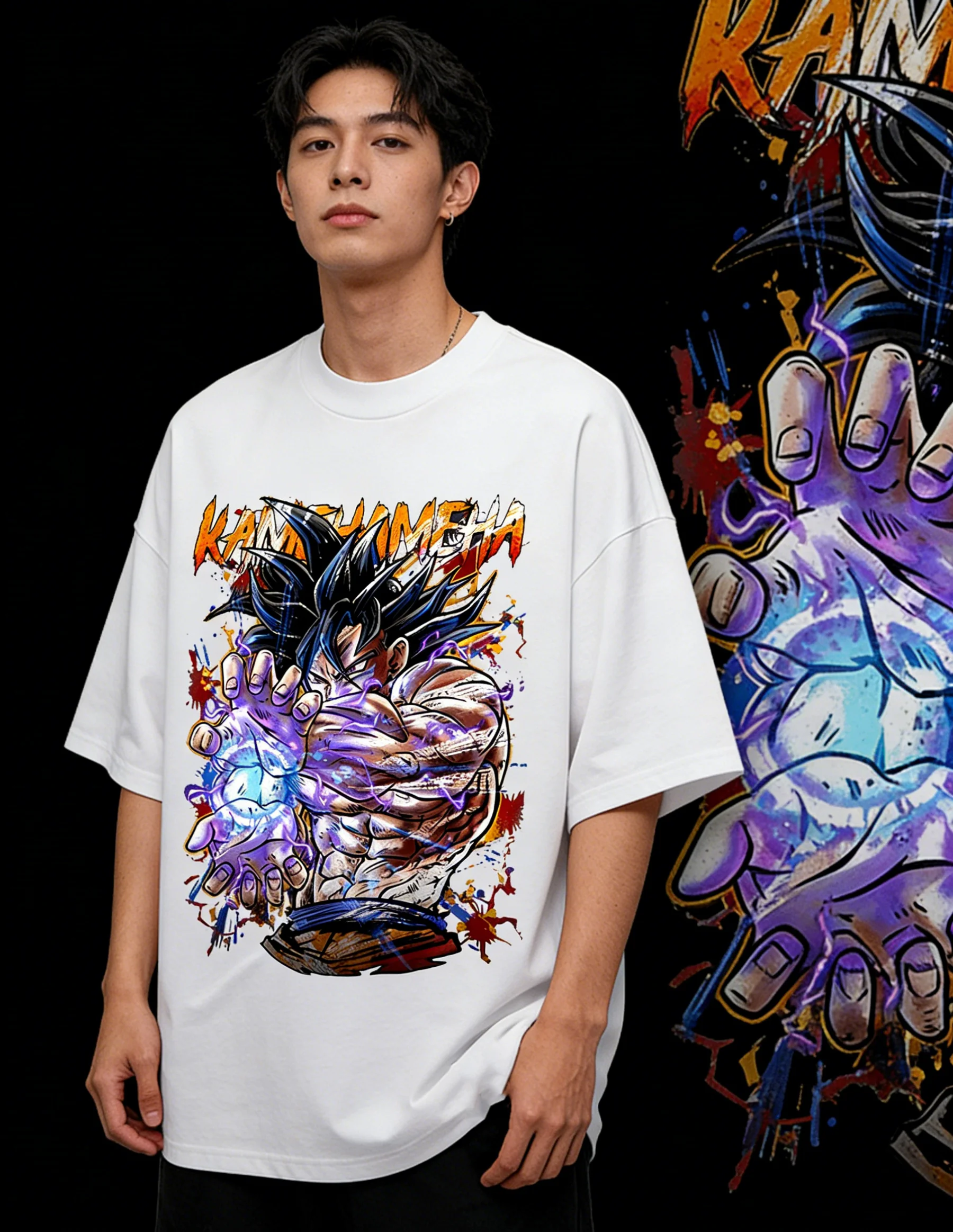 

Летняя коллекция 2026: Винтажная хлопковая футболка оверсайз «Драгон Болл» с принтом персонажей, повседневная, для мужчин и женщин