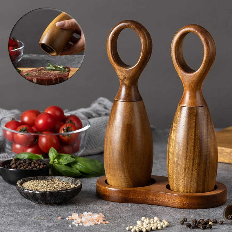 

Acacia Wood Pepper Grinder Nordic Western Restaurant Spice Shaker Solid Wood Sea Salt Grinder Bottle Pepper Mills Seasoning Jar