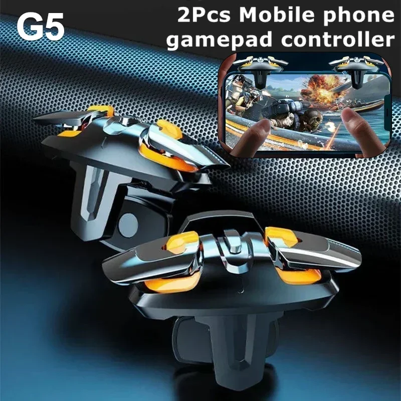 G5 Mobile Phone 4 Fingers Gamepad Joystick Controller L1R1 Aim Shooting Alloy Key Button for IOS Android PUBG ABS Game Trigger