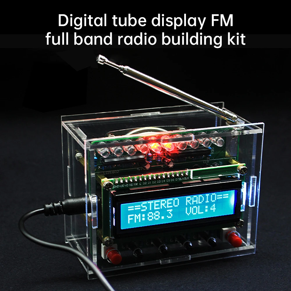 87-108MHZ FM cyfrowe Radio FM montaż zestaw do ćwiczeń lutowania RDA5807 wyświetlacz LCD DIY lutowane luźne części