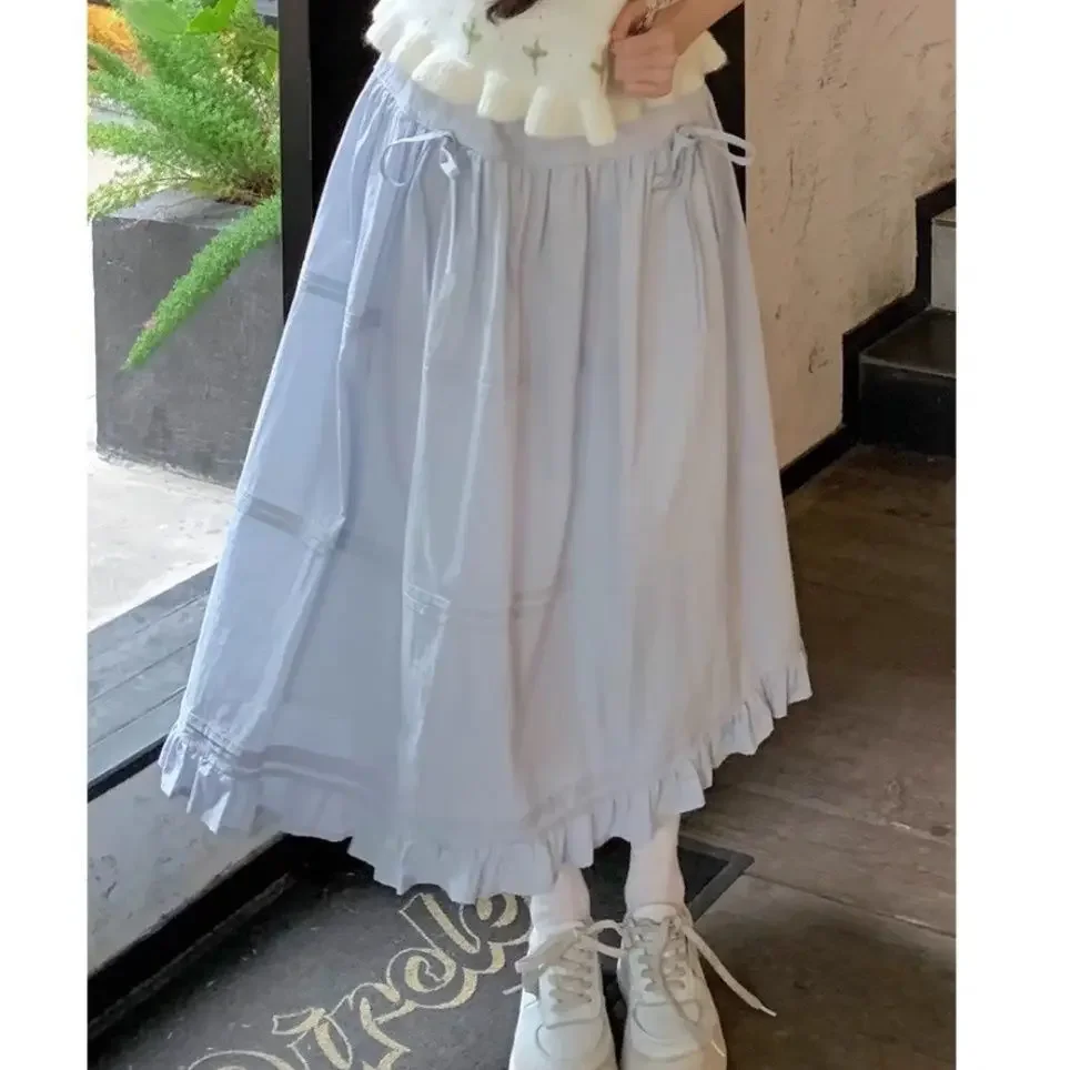 اليابانية Kawaii 3 قطعة تنورة مجموعات النساء لوليتا لطيف المحاصيل بلوزة + ميدي التنانير الكورية موضة الدعاوى شيك 2000s خمر شيك