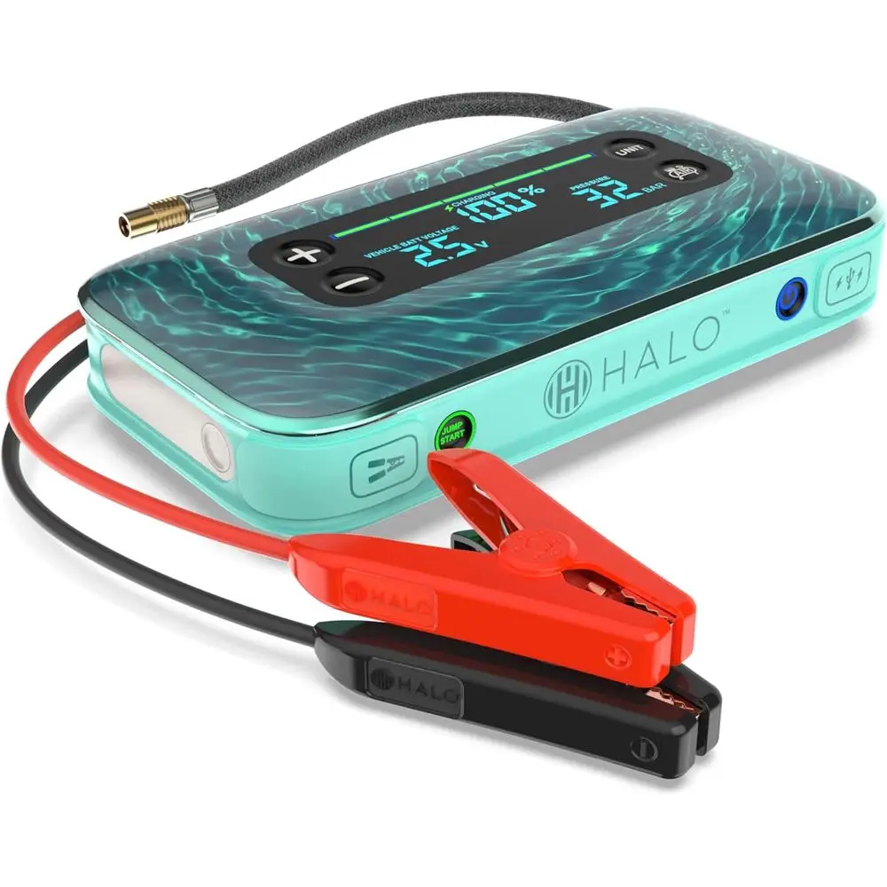 

Portable 1750A Jump Starter with 130 PSI Air Compressor, 59.9Wh Power Bank, Large Display, and LED Light - Ideal for Cars, SUVs,