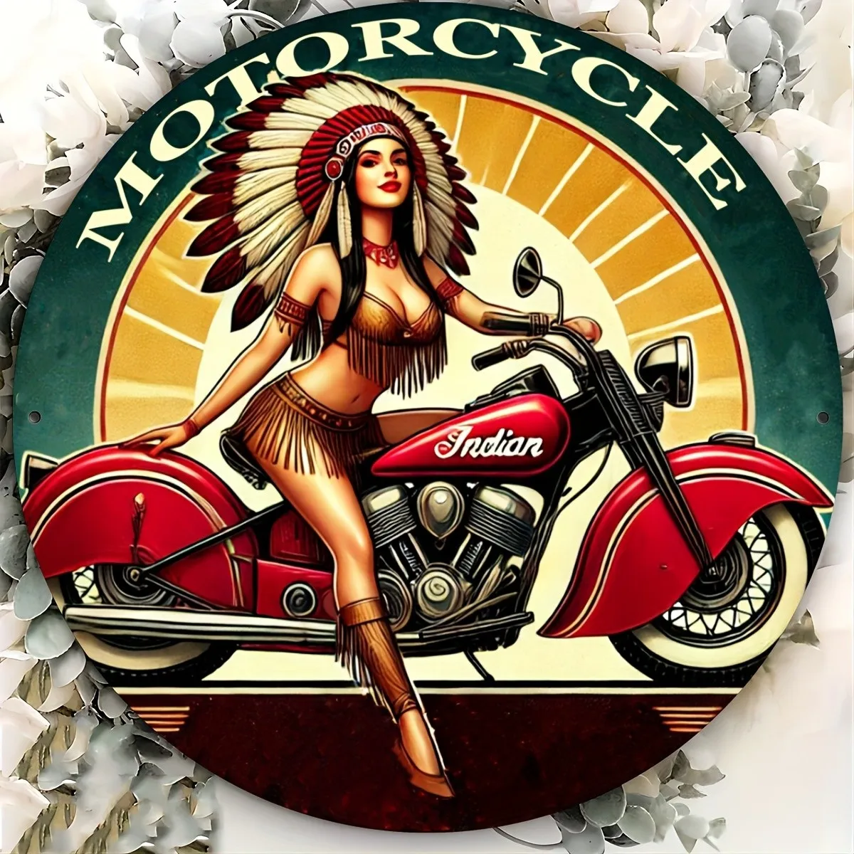 Indian Motorcycle Retro Plaque Tin Metal Signs Home Décor Wall Art 8x8