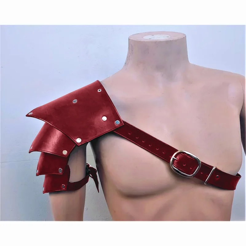 Medieval Viking Knight Gladiator Shoulder Guards Armor Pirate Cosplay Costume Steampunk PU Leather Harness Pauldron Men Women view 5