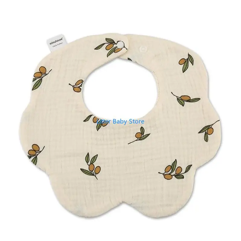 

N80C Print Baby Bibs Soft Cotton Gauze Petal Baby Drool Bib Infants Saliva Towel