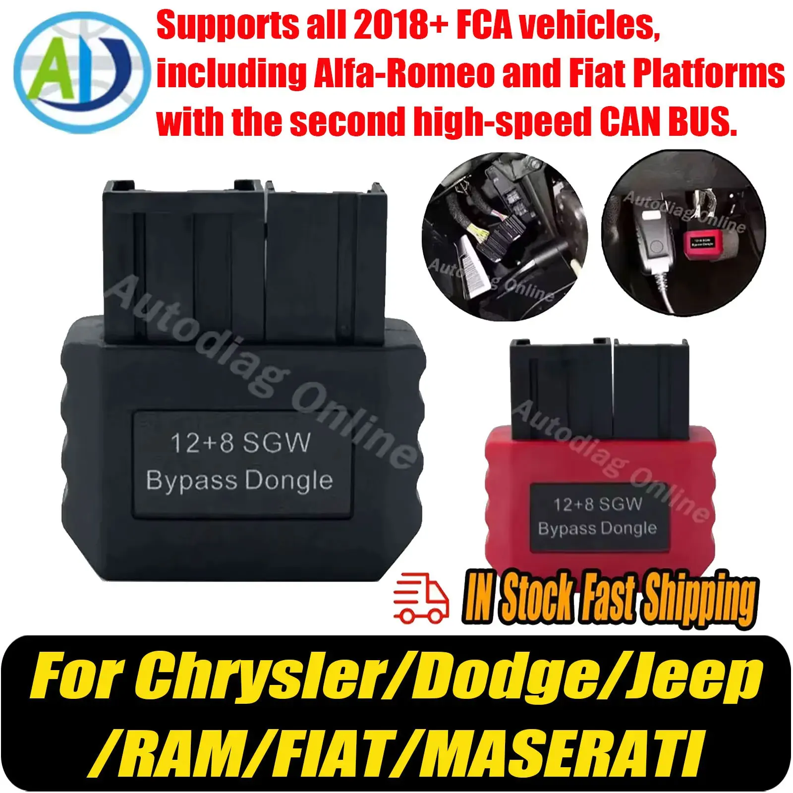 12+8Pin SGW Bypass Dongle For FCA OBD2 Diagnostic Adapter For Chrysler/Dodge/Jeep/RAM/FIAT/MASERATI Security Gateway Adapter