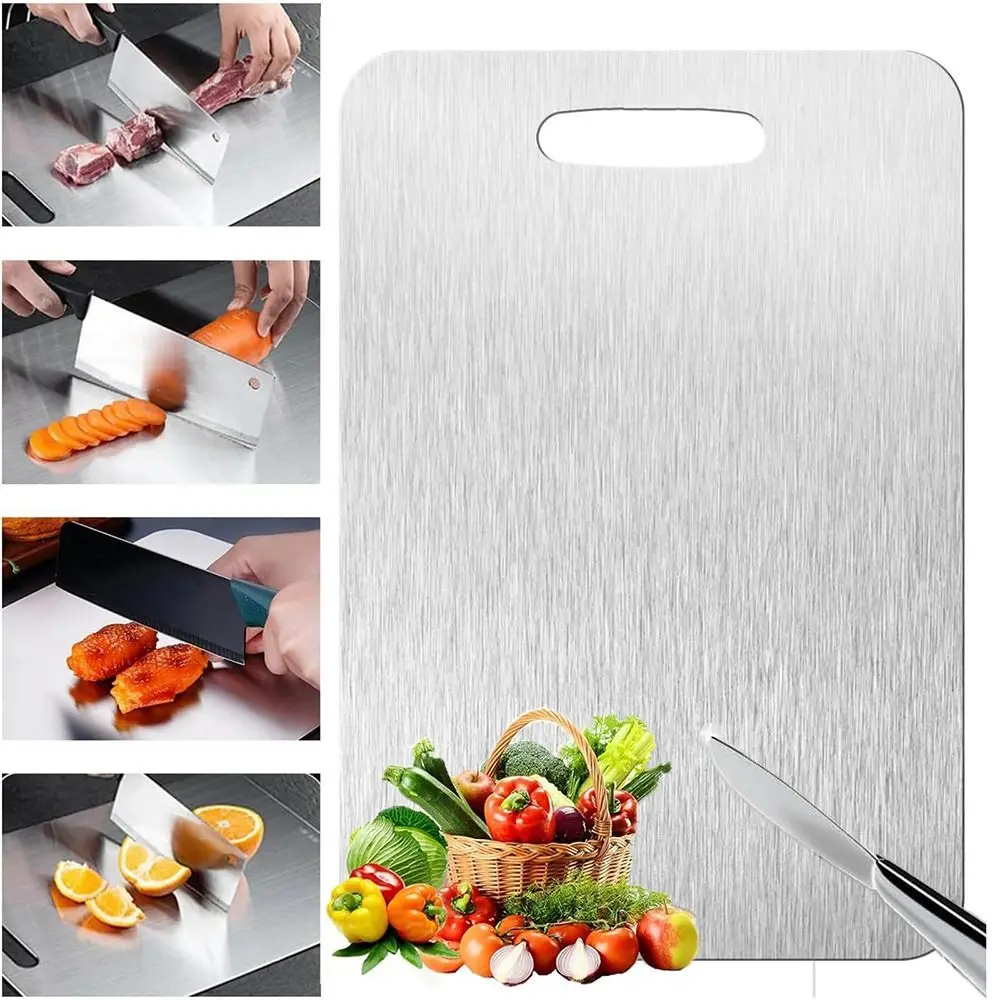 

Double-Sided Cutting Boards Thickened 304 Stainless Steel Kneading Dough Board Mildew-proof Antibacterial Kitchen Board