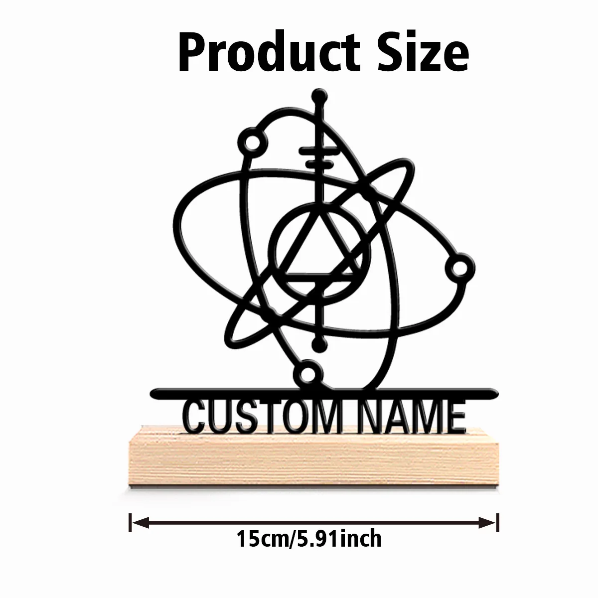 1pc Terror Personalized Custom Atomic symbol Metal Statues Desktop sculpture with wooden base suitable for pet grooming
