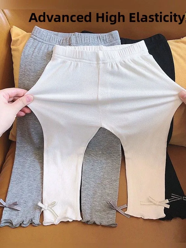 

Детские эластичные брюки для девочек, весна-осень 2026, новый стиль, с цветочным узором, удобные, из мягкого материала