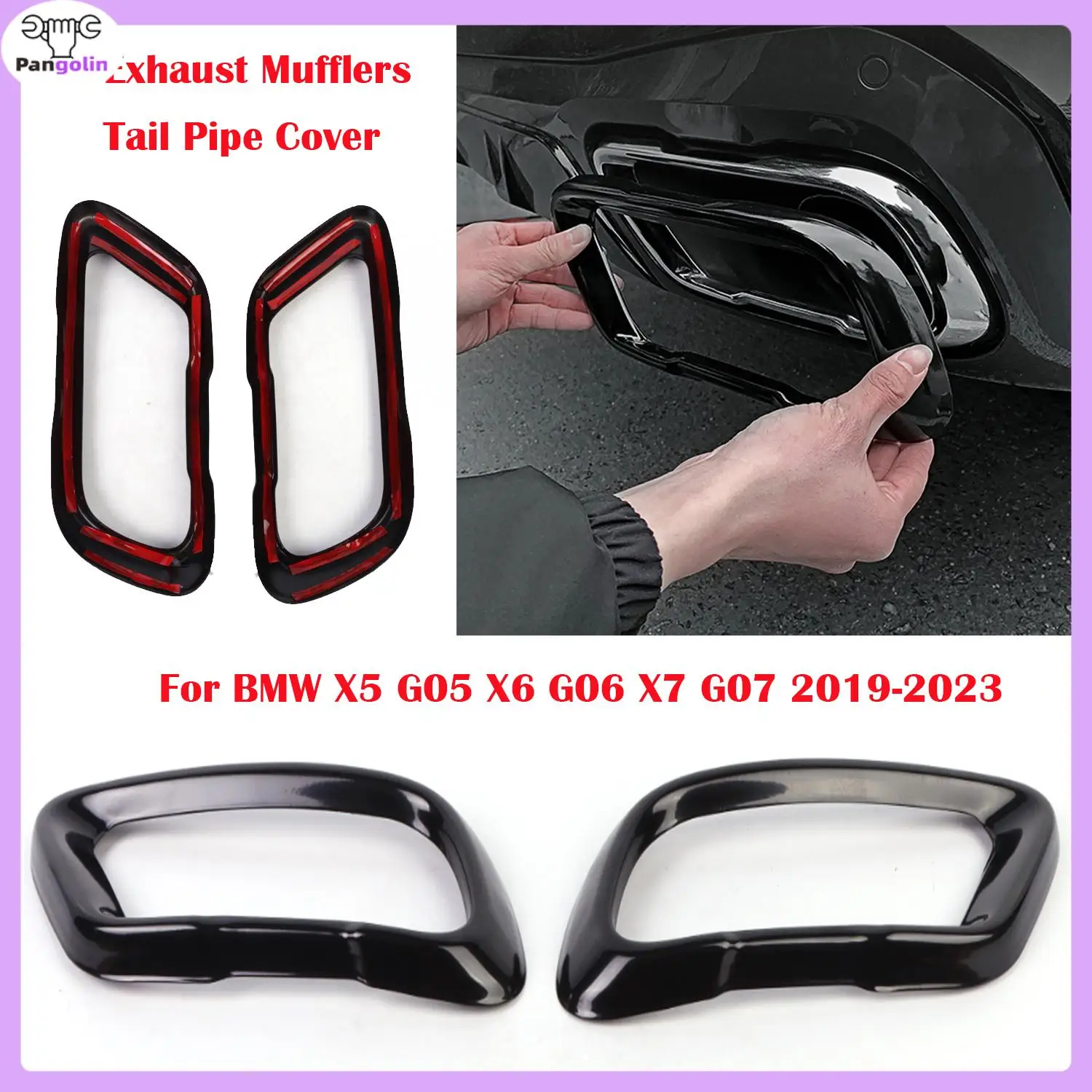 

2pcs Exhaust Mufflers Tail Pipe Cover For BMW X5 G05 X6 G06 X7 G07 2019-2023 Car Accessories