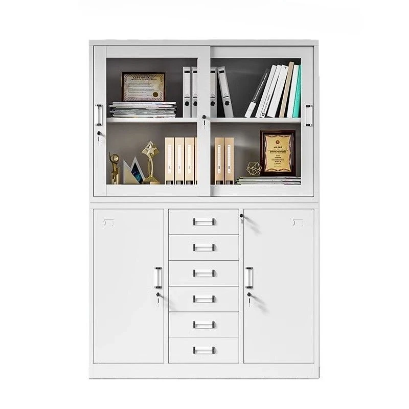 

Iron file cabinet, wide medium six-bucket drawer steel file cabinet