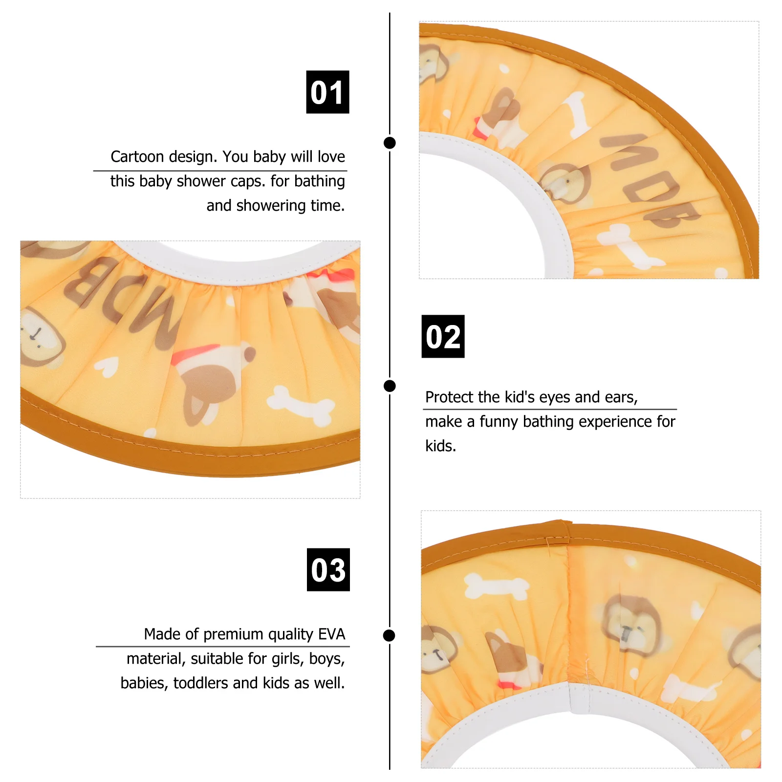 

1 шт., детская шапочка для ванны, регулируемая шапочка для душа Eva, щиток для мытья волос, защита детских глаз, ушей, козырек для ванны для младенцев и малышей