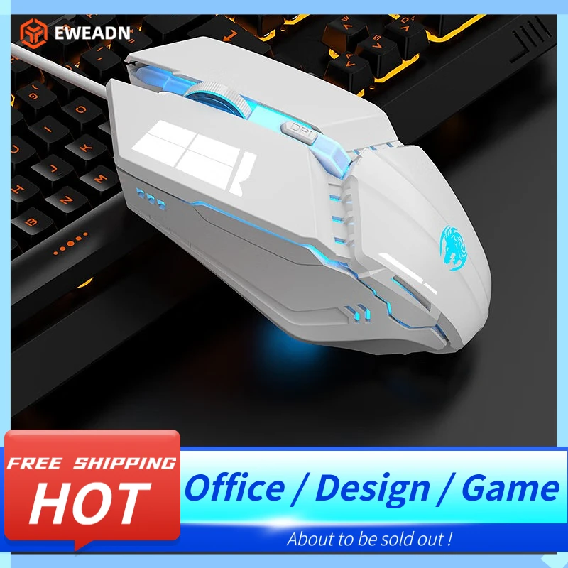 

Проводная офисная мышь EWEADN YX110, 800-1600 точек на дюйм, 3-уровневая регулировка точек на дюйм, Plug and Play, RGB-подсветка для дома/офиса/дизайна/игры