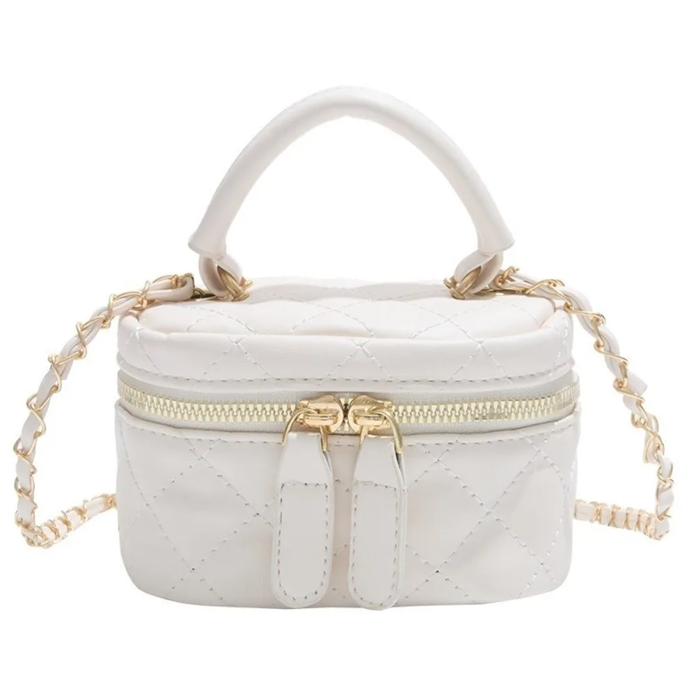 Mini Diamond Quilted Leather Bucket Bag Multi-Color Checkered Pattern Plaid Chain Bag with Gold Chain Shoulder Strap