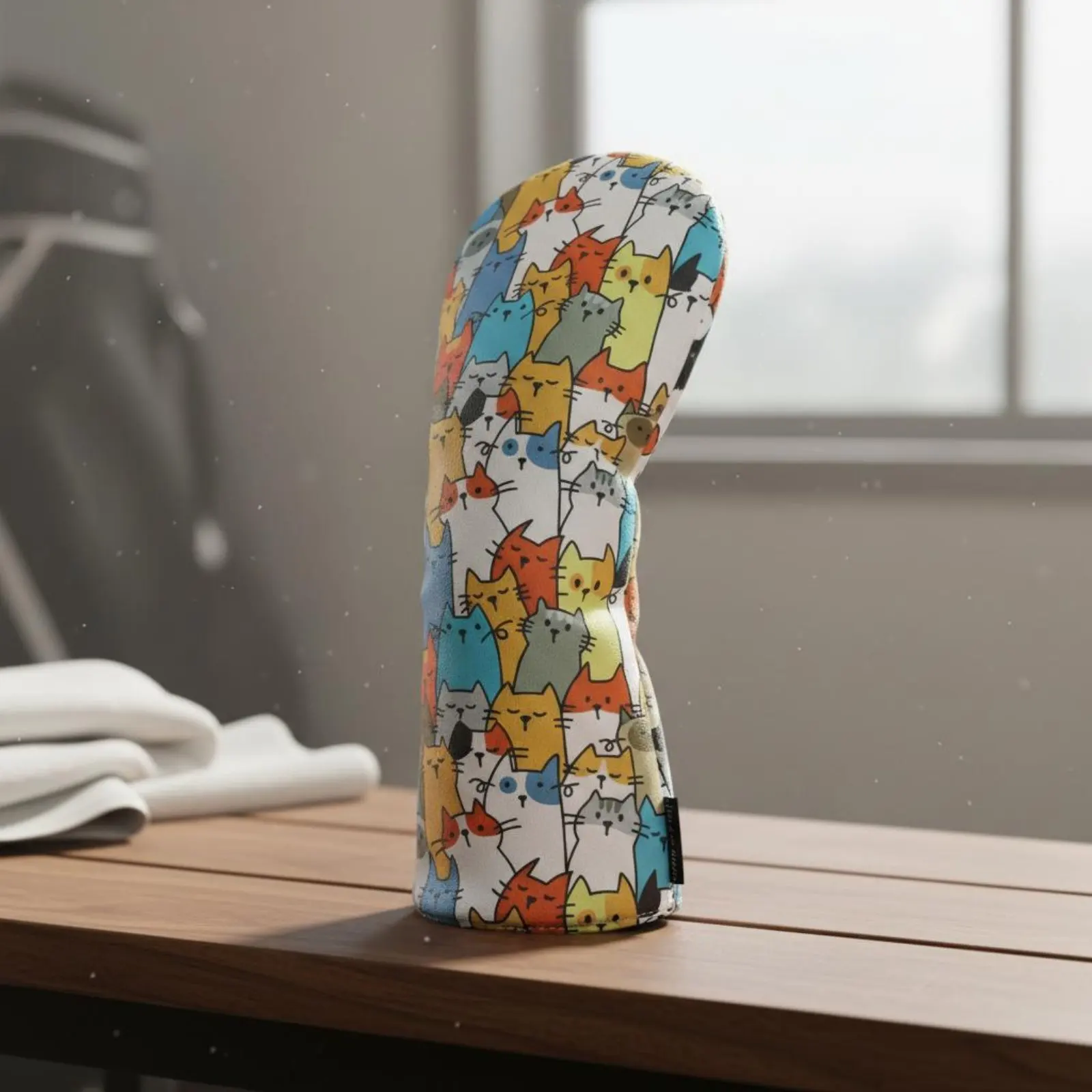 4 Pieces Doodle Feline Wood Cover Shielded Feline Print Golf Headcover Golf Driver Headcover Scratch Protection Driver Club
