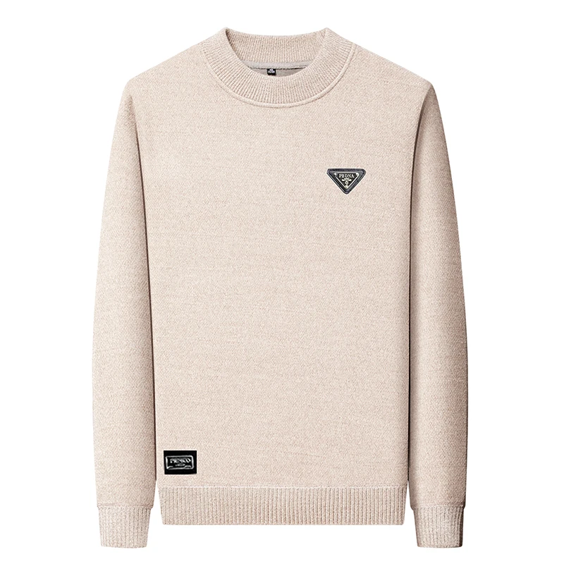 High End Brand Fashion Men\'s Sweater Printed O-Neck Autumn Winter Casual Plush Korean High Quality Thickened Pullover Men\'s Wear